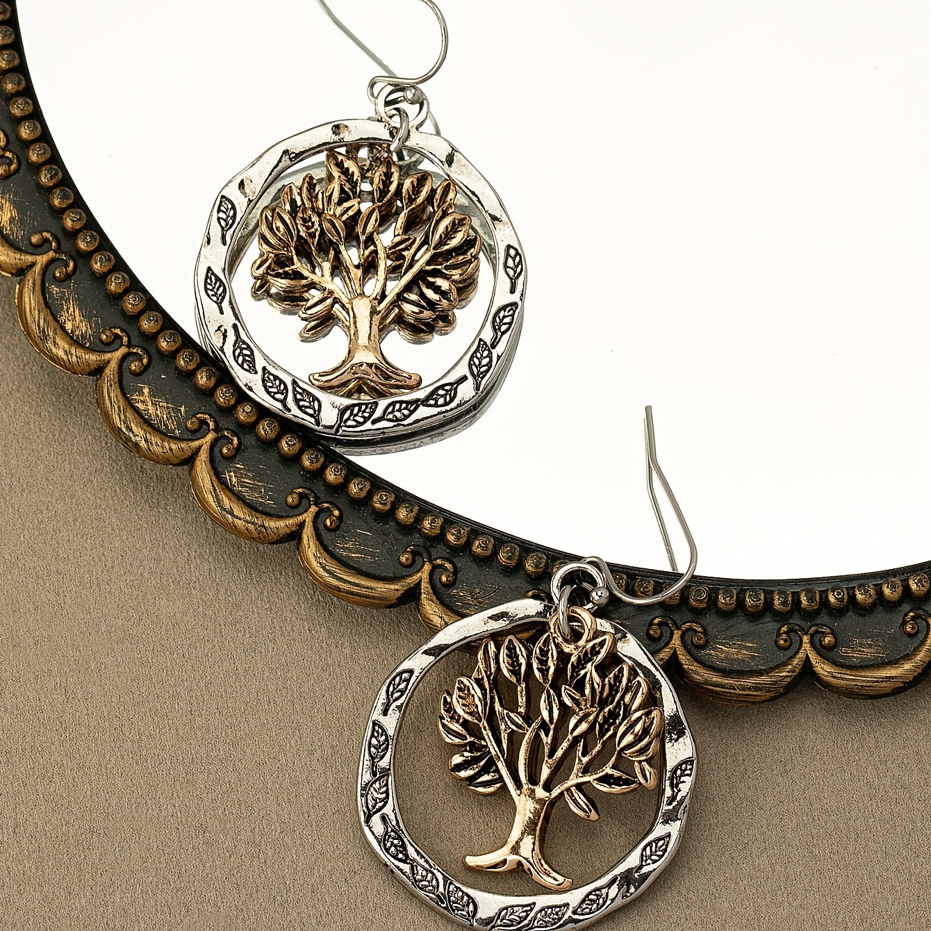 Boho Bohemian Tree Of Life Round Earrings Zinc Alloy Retro Style
