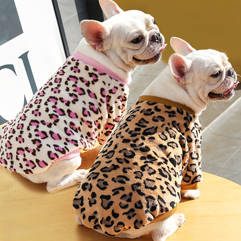 leopard print dog clothing pet pajamas autumn winter warm Temu