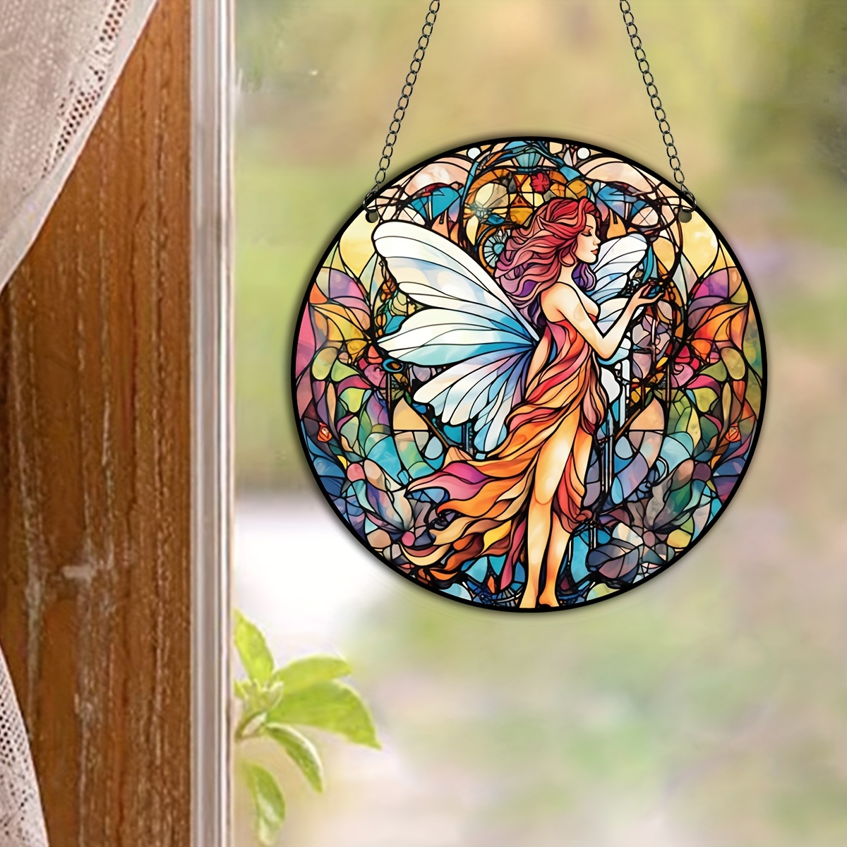 Stained Glass Window Hanging - Retro Flower