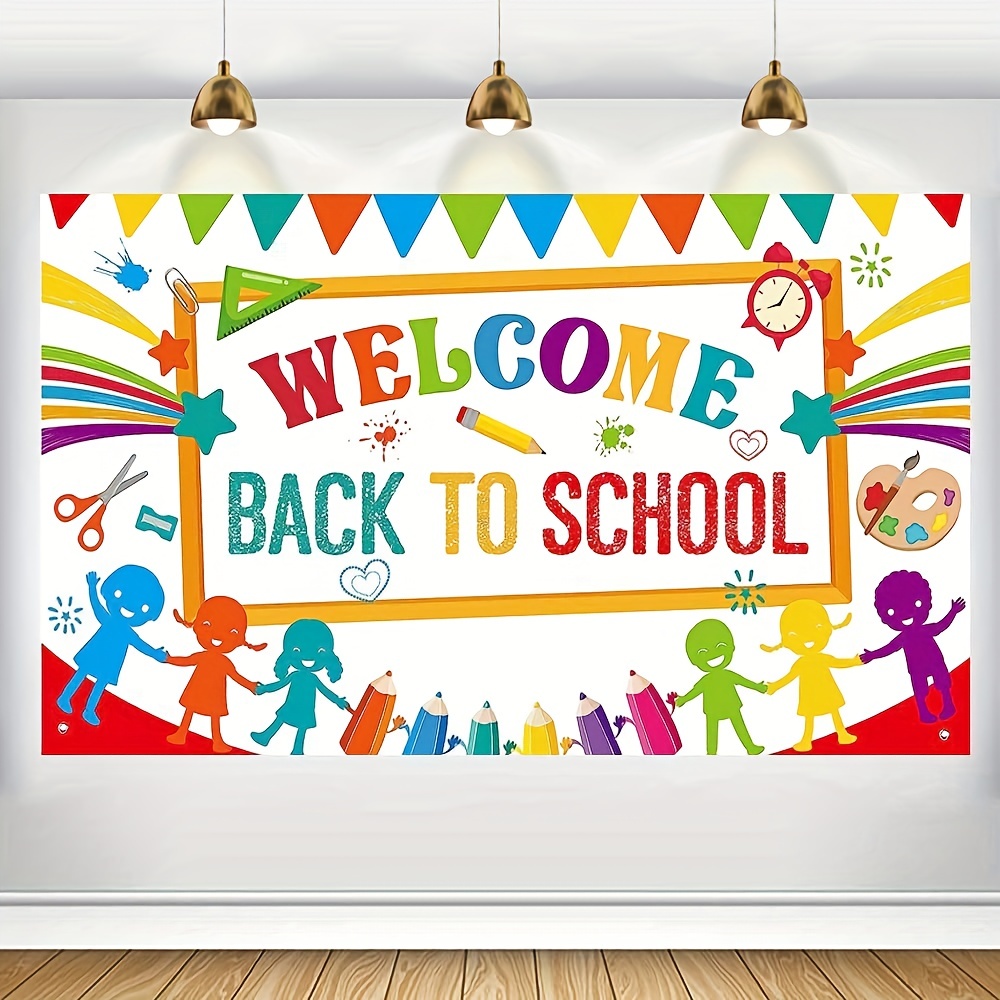 Welcome Back To School Banner Background Banner First Day Of School  Background Welcome Back To School Party Decoration Supplies School  Classroom Office Photo Background Decorative Outdoor Interior Temu