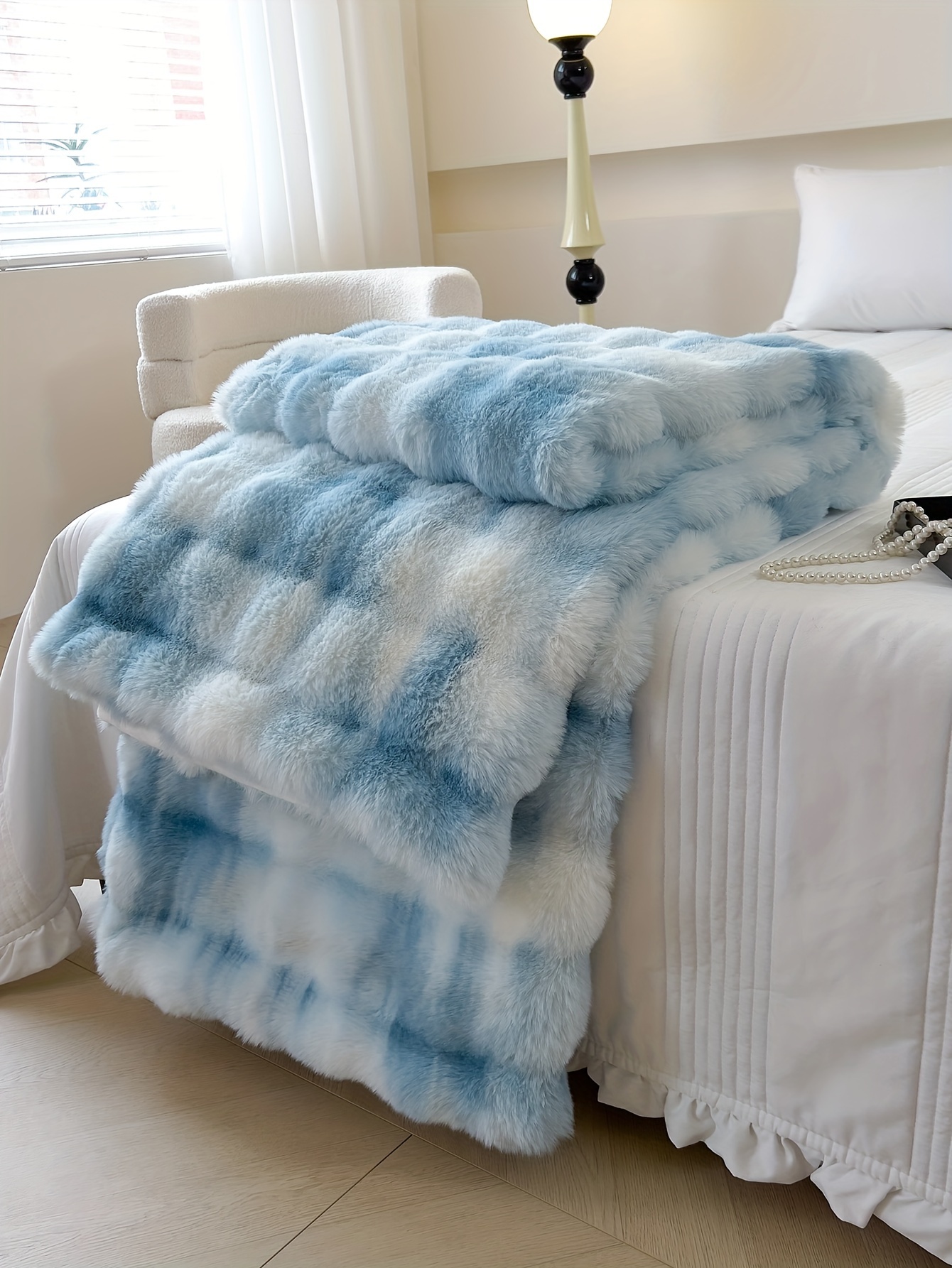 1pc tie dye   rabbit fur blanket shaggy short plush blanket soft fluffy bed blanket sofa blanket nap blanket throw blanket details 41