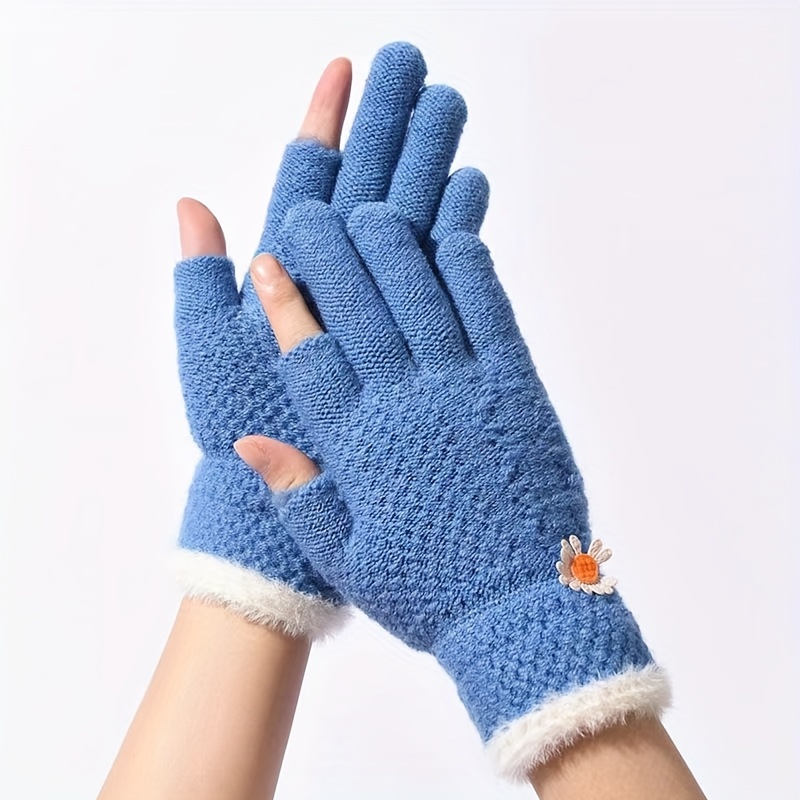 Women's Cycling Gloves Letter Flower Embroidered Elastic - Temu