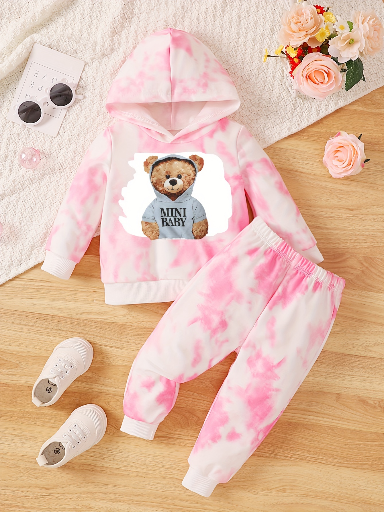 Pink teddy online joggers