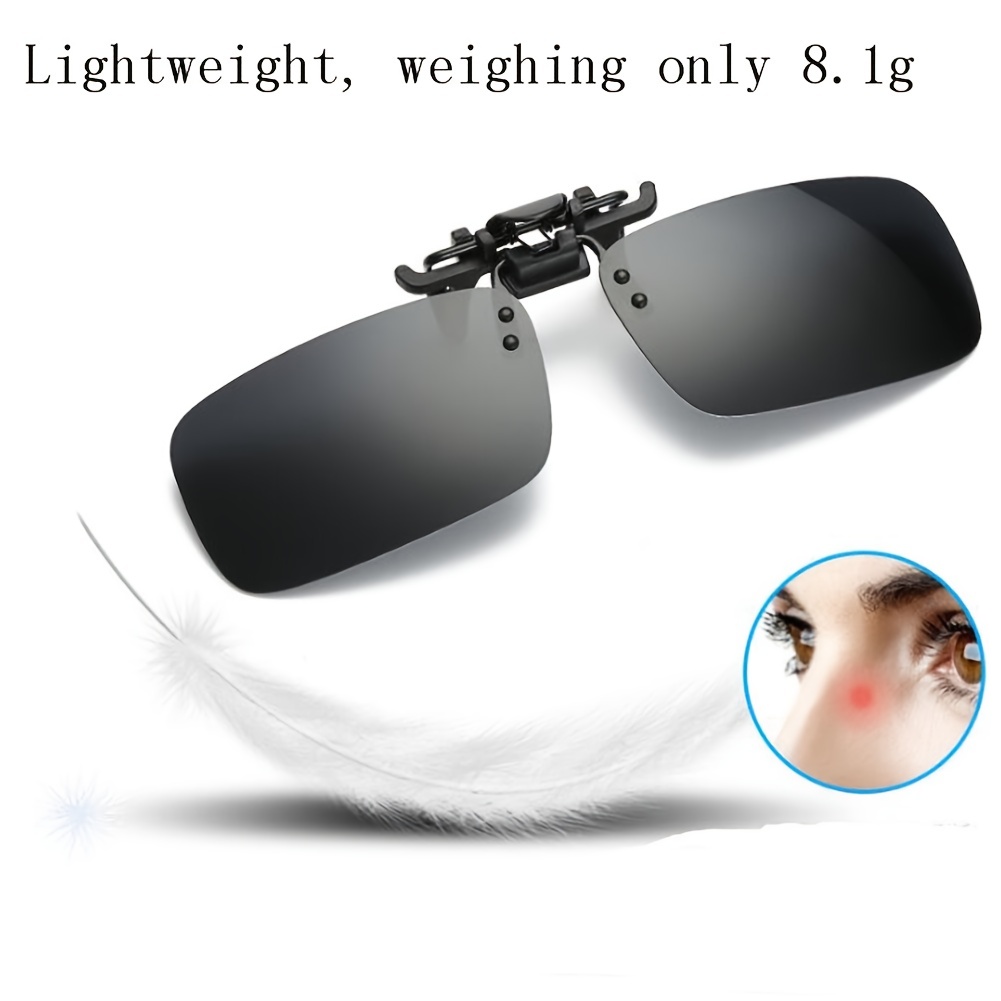 1pc Reversible Polarizing Clip On Sunglasses Anti Glare Driving