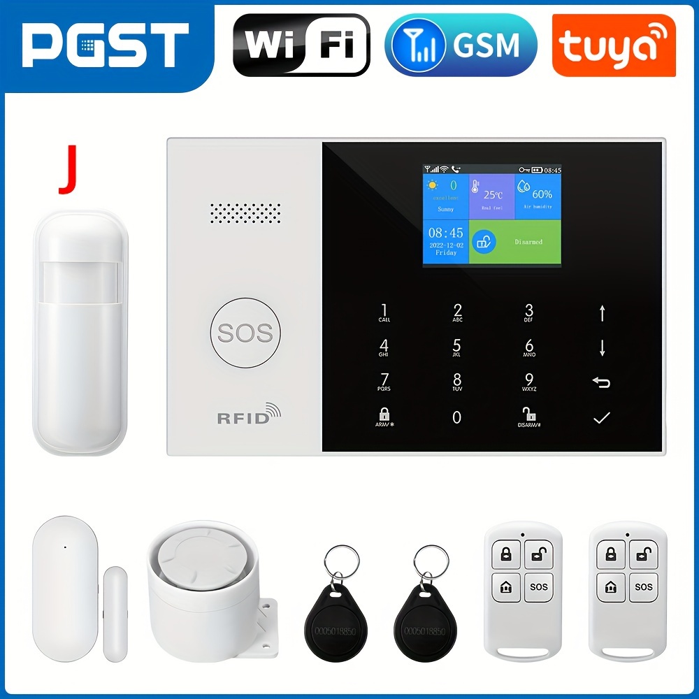 Sistema de alarma WiFi GSM para el hogar, 2.4 pulgadas LCD inalámbrico DIY  Smart Home antirrobo sistema de alarma de seguridad de 10 piezas
