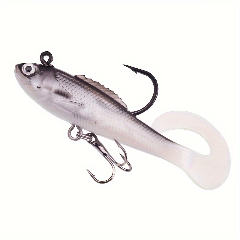 Swimming fly fishing 34G Silicone Minnow Lure Lead Head hook worm Soft bass  Bait STYLE H 