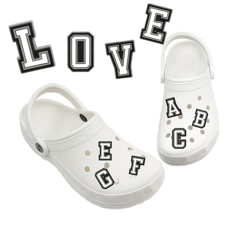 26pcs Letters Style Shoe Charms for Clog Shoes Wristband Bracelet Party Gifts,Temu