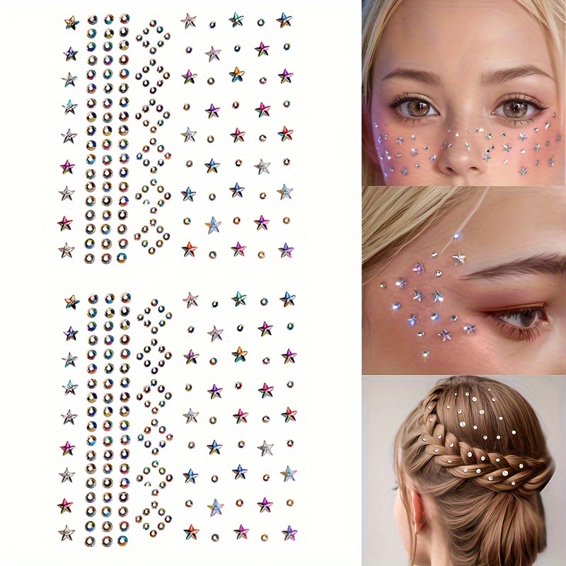 Shiny Rhinestones Body Makeup Face Jewels Tattoo Eyebrow Stickers 3D  Diamond