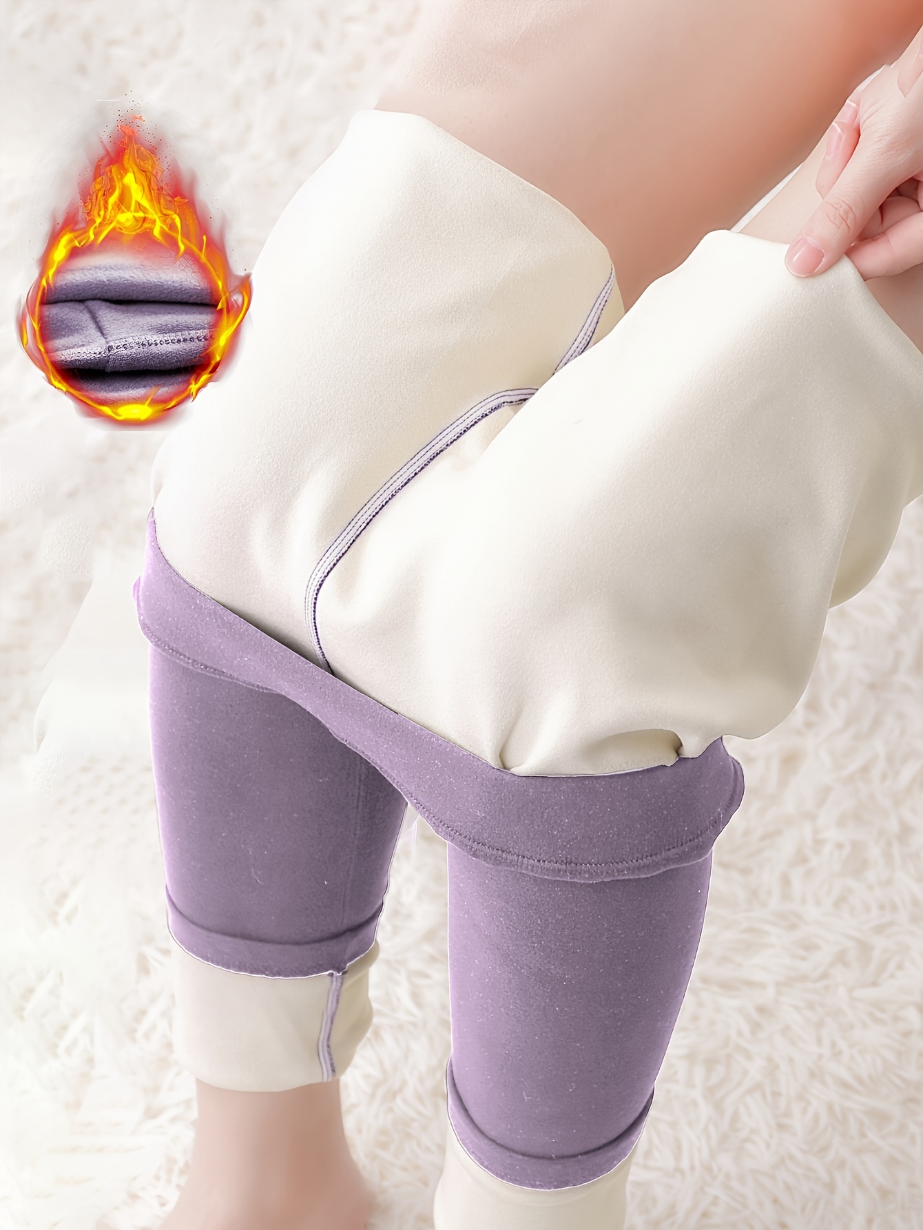 2pcs Pantalones térmicos forrados de felpa, pantalones ajustados suaves y  cómodos para el invierno, lencería y ropa de dormir para mujeres