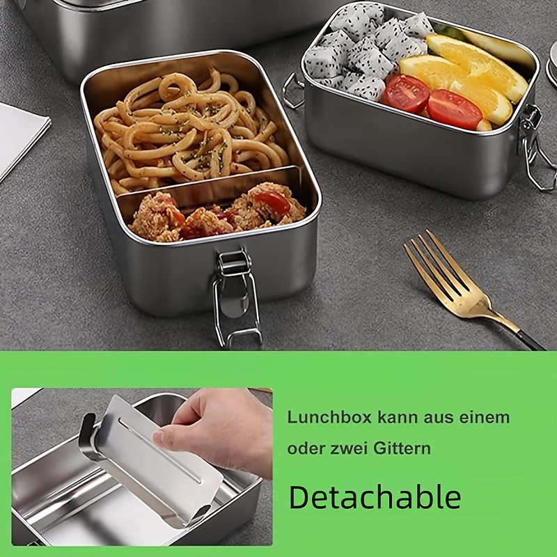 Stackable 304 Stainless Steel Bento Box, 2-tier Leak-proof Bento Box, Lunch  Box With Portable And Cutlery-ideal Portion Sizes, Back To School, Class,  College, School Supplies, Kitchen Organizers And Storage, Kitchen  Accessories 