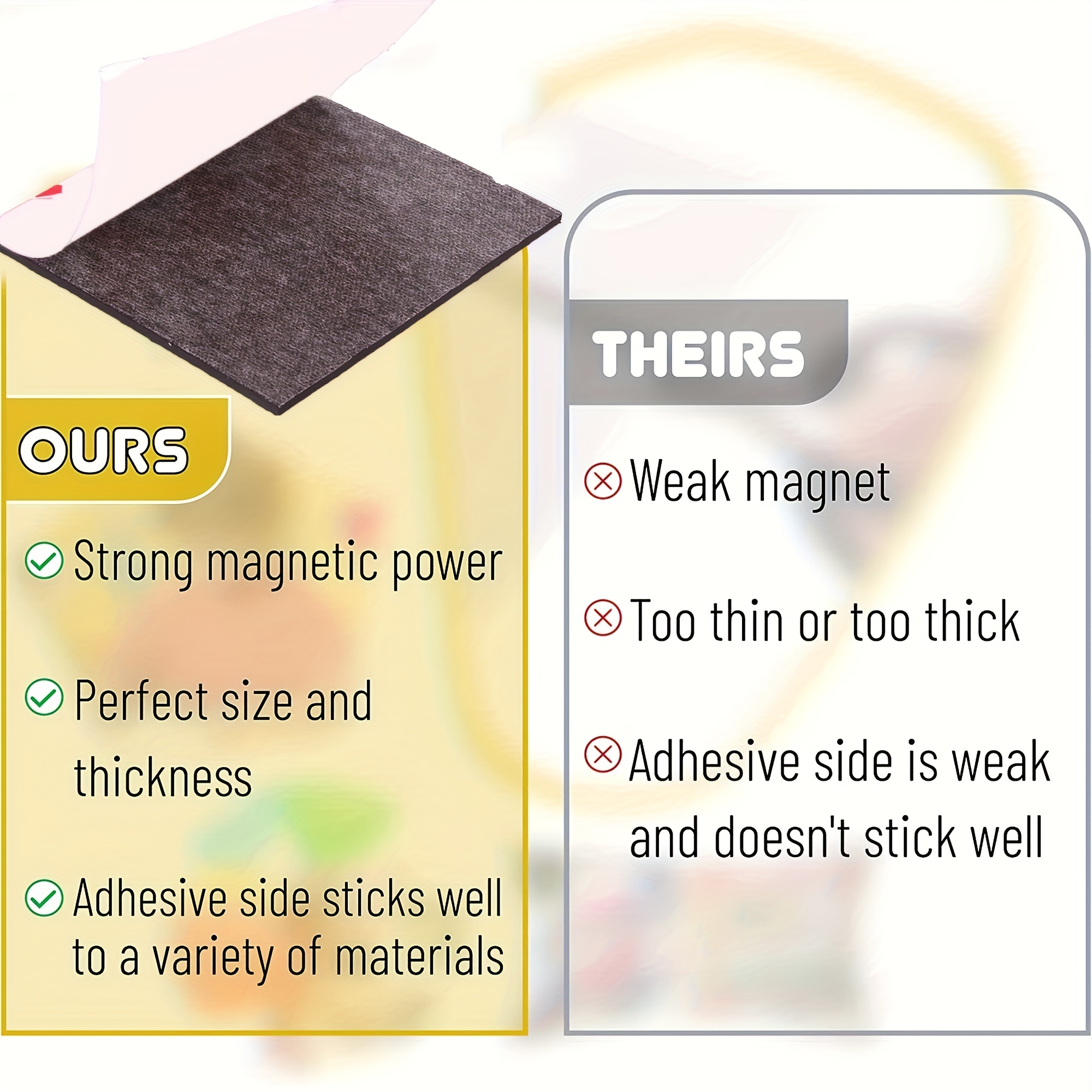 Magnetic Squares - Self Adhesive Magnetic Squares (Each 4/5 x 4/5) -  Flexible Sticky Magnets - Peel & Stick Magnetic Sheets - Tape is  Alternative to