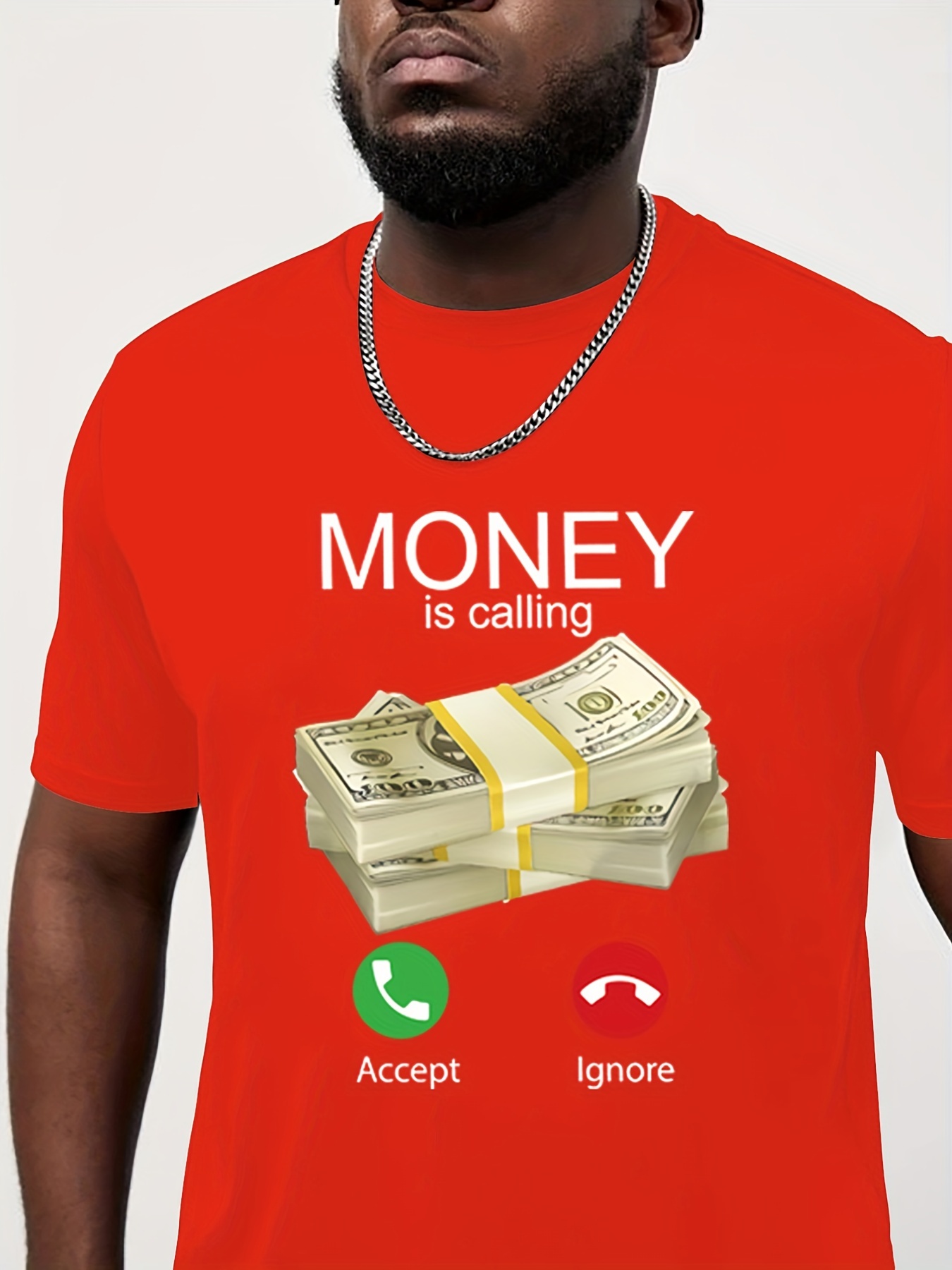 Men's Casual Style Interesting 'money Calling' Graphic T - Temu