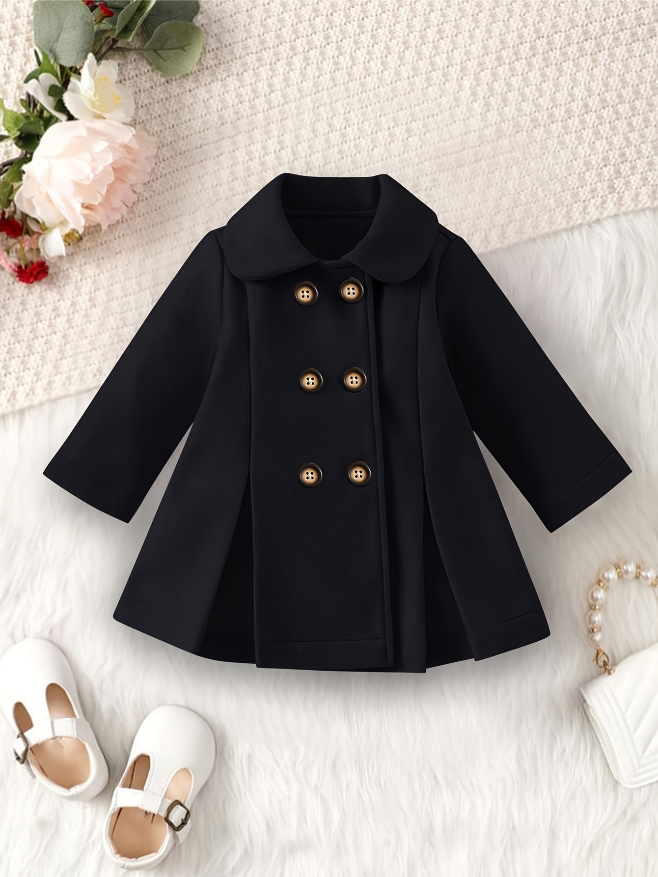 Girl Winter Dress Coat Long Sleeve Buttons and Pockets Flower Girl Jacket :  : Clothing, Shoes & Accessories