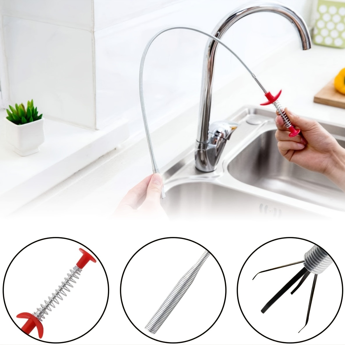 Unclog Your Drains Instantly: Drain Clog Remover Tool Set - Plastic Hair  Remover & Stainless Steel Cleaner Sticks For Sewer, Toilet, Kitchen Sink,  Bathroom & Tub - Temu