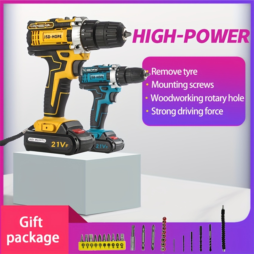 Cordless 21v Electric Drill Rechargeable Electric Drill One - Temu