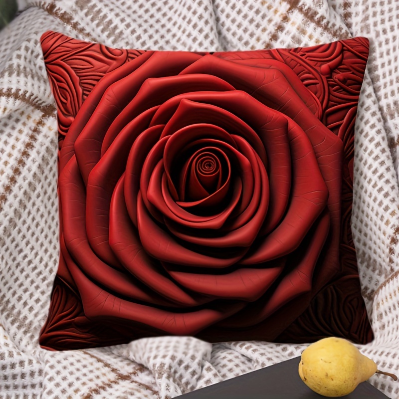 

1pc Red Print Pillowcase, Valentine's Day Decoration, Room Decoration, Bedroom Decoration, Sofa Car Decoration, No Pillow