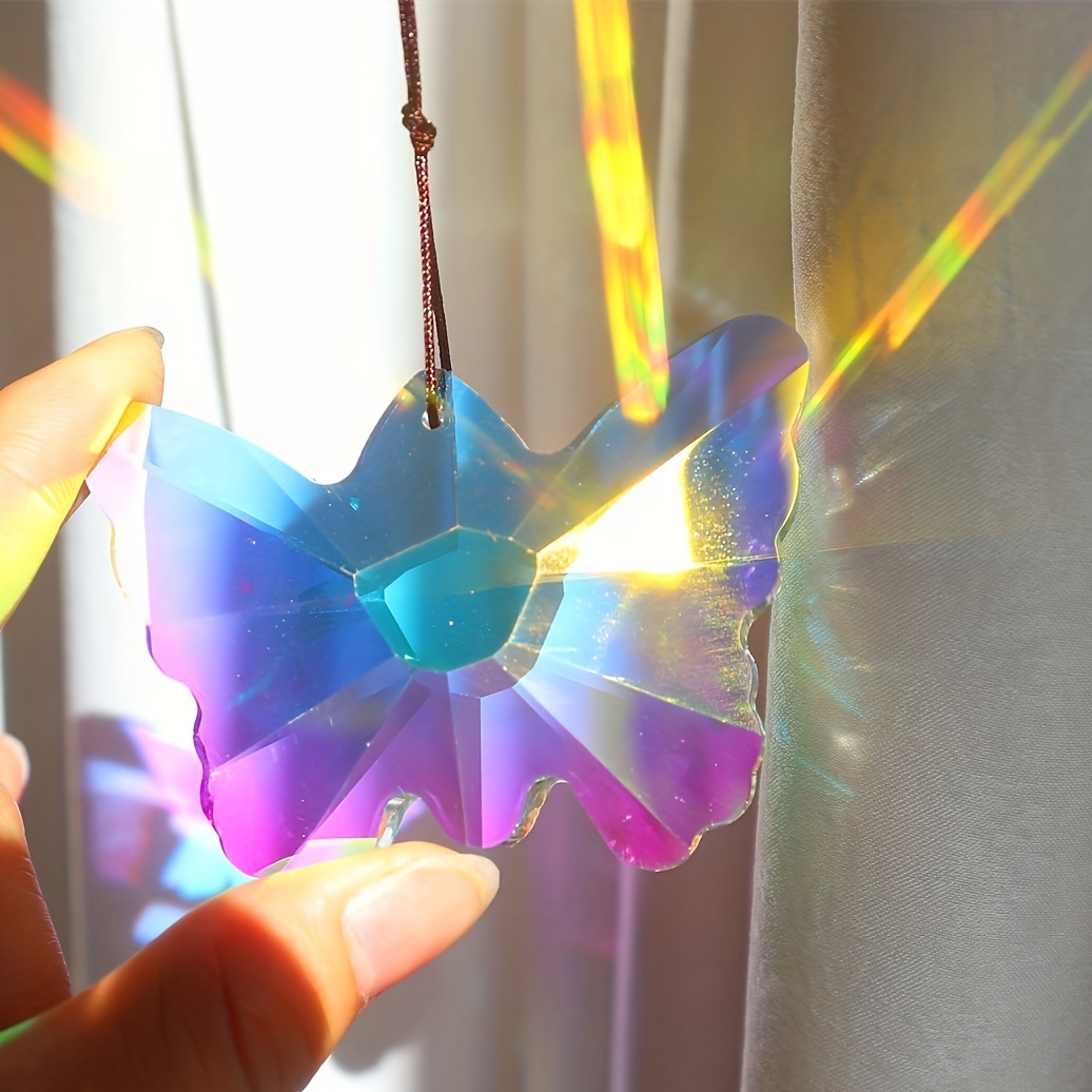 Attrape-soleil en cristal, papillon, coloré, lustre suspendu au