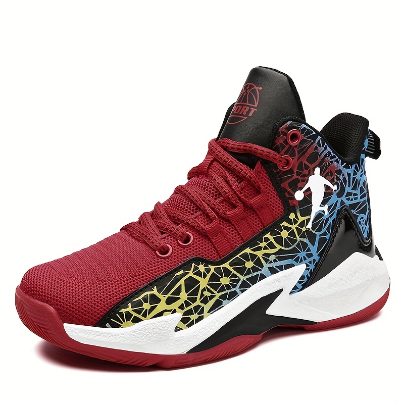 Boys High Top Basketball Shoes Breathable Shock Absorbing Sport ...