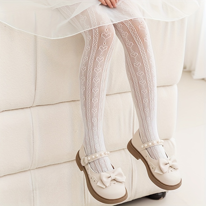 Geo Striped Lace Tights Jk Style Hollow Slim Pantyhose - Temu