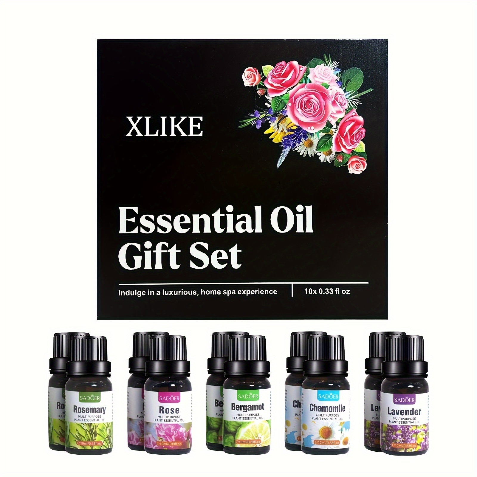 Pure Essential Oils Gift Set 10x 10 mL -Top 10 Aromatherapy Oils for  Diffusers