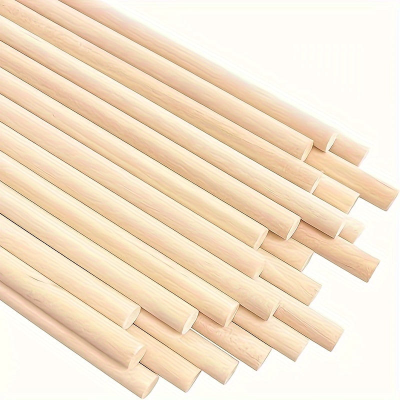 18PCS 30cm 8mm Long Stick Round Rod Bamboo Handmade Wooden Sticks Flowers  Poles