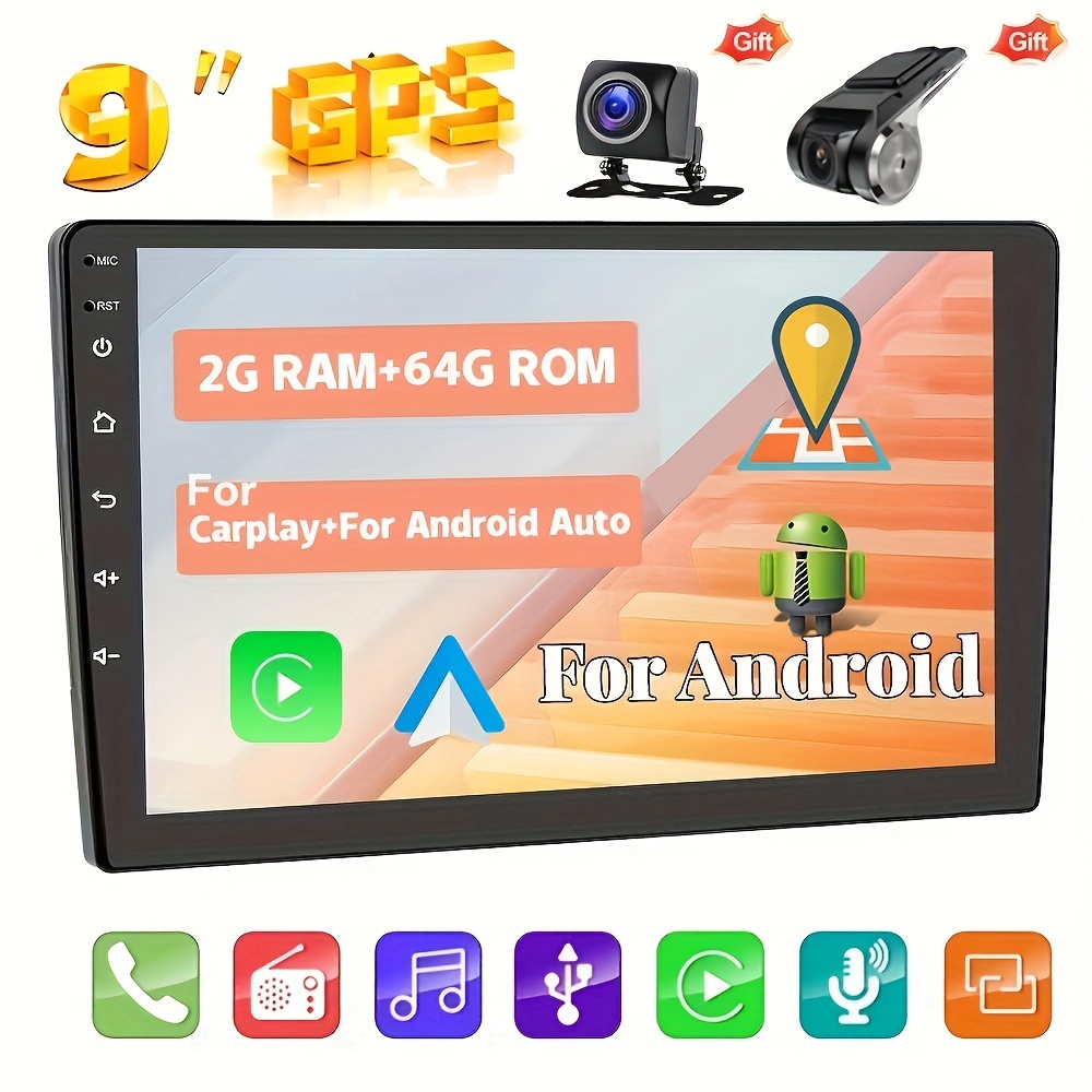2g+32g Android 10.1single Din Car Stereo With Wireless Carplay& Android  Auto Touch Screen Bt Car Radio Audio With Gps Wifi Usb Fm Hifi+backup  Camera - Automotive - Temu Belgium