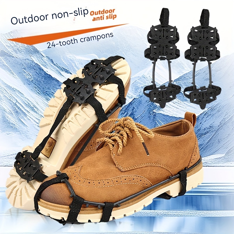 Pince à glace pour chaussures pour femmes et hommes, 24 dents, extérieur,  antidérapant, escalade, griffe de