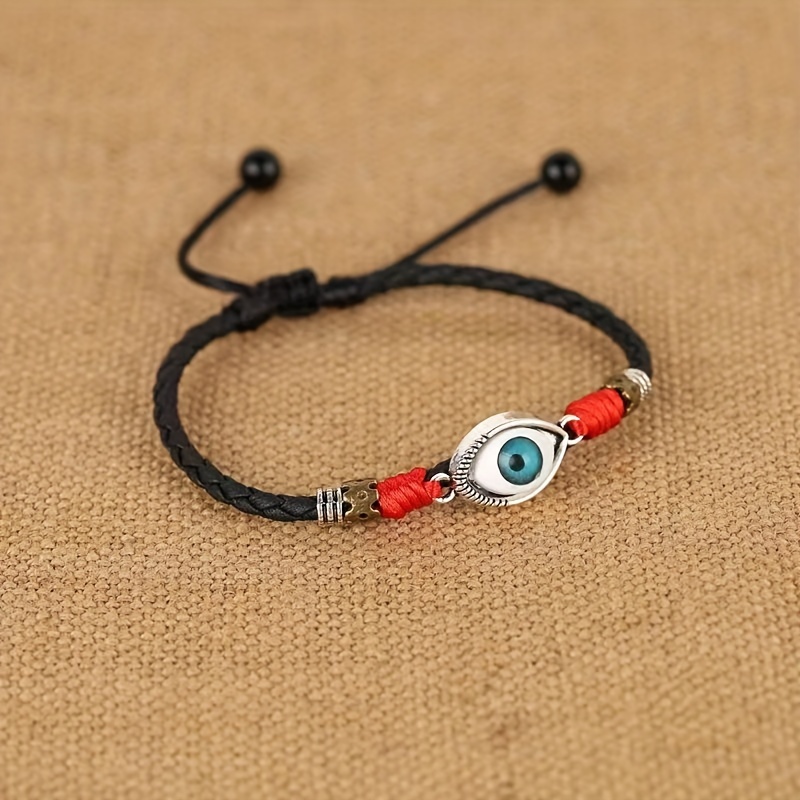 Men's Evil Eye Anklet, Bold Red Rope Design