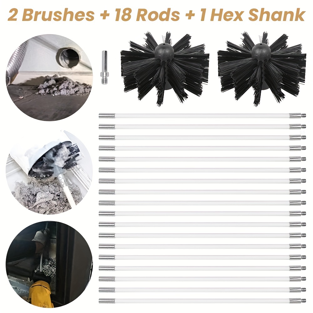 21Pcs Duct Brush Cleaning Kit Dryer Vent Cleaning Brush Lint