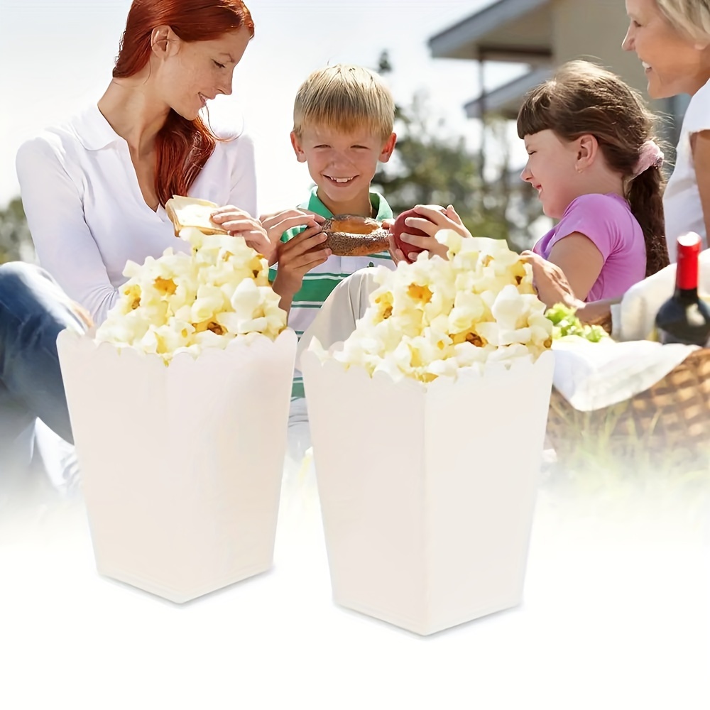 Cajas de palomitas de maíz blancas para suministros de fiesta, paquete de 12