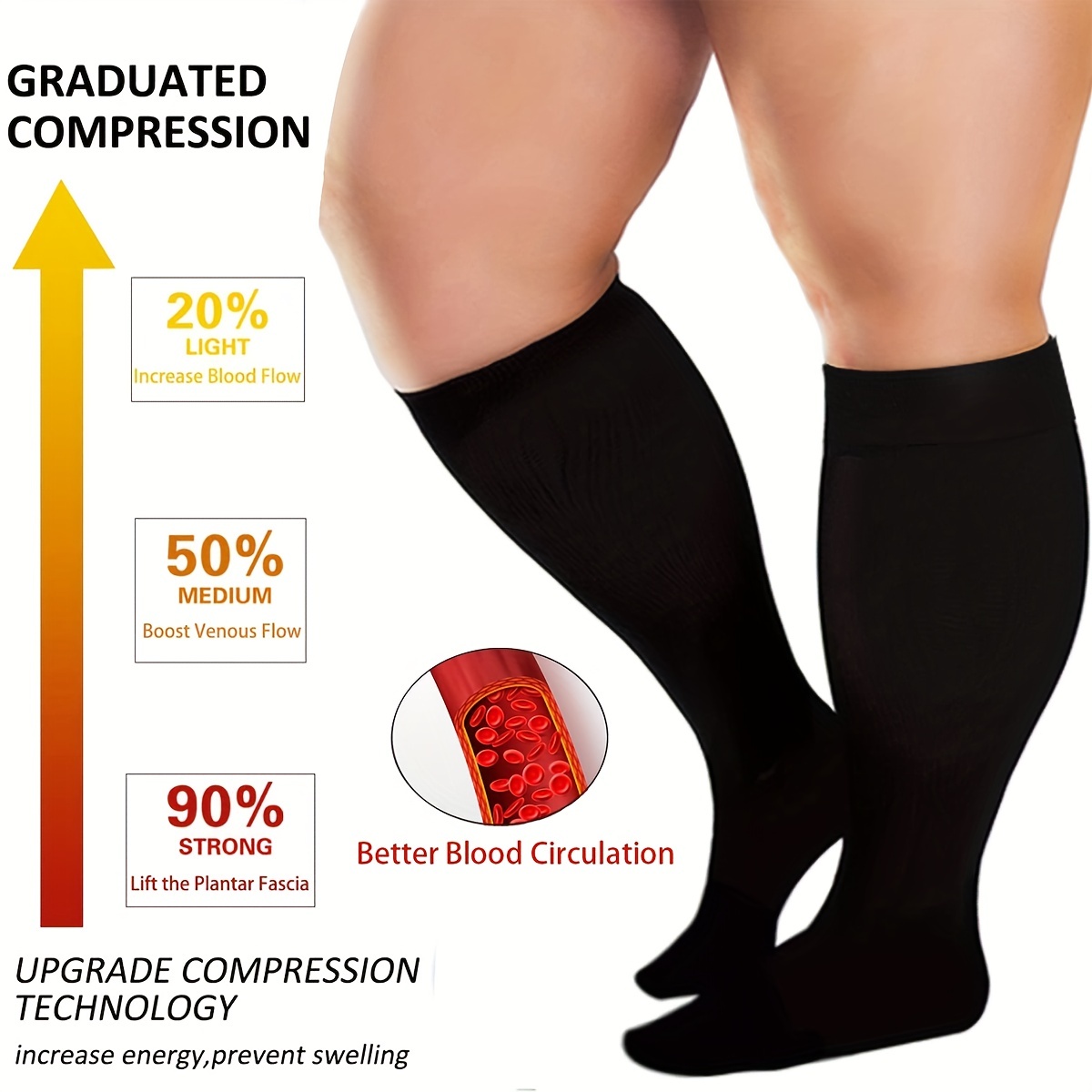 Plus Size Knee High Copper Sports Compression Socks Women - Temu Canada
