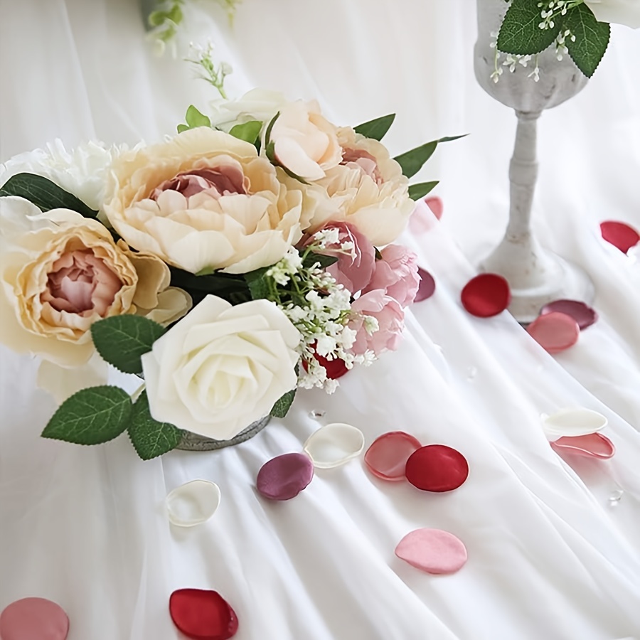 Pétalos de rosa de seda, 200 pétalos de flores para niña de flores, pétalos  de flores para pasteles de boda, centros de mesa, pétalos románticos de