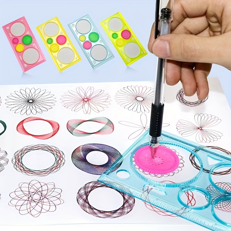 12/22pcs Spirograph Drawing Toys Ruler Set Interlocking Gears & Wheels  Drawing Accessories Creative Educational Rulers For Children