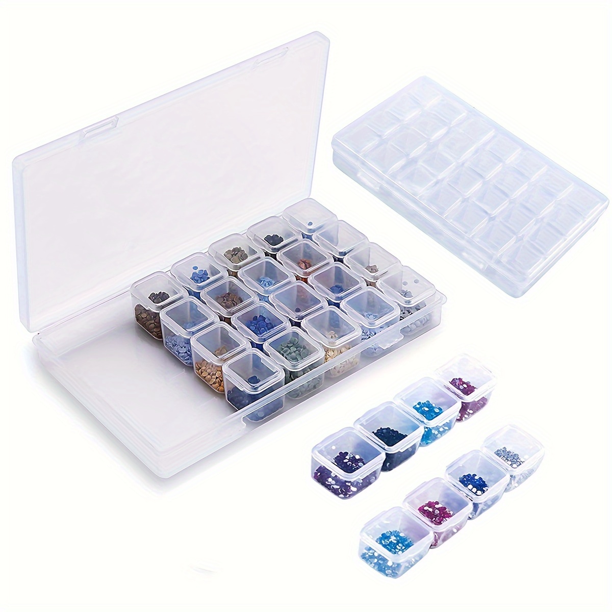 RYKOMO 4 Pack Clear Plastic Organizer Box 24 Grids Plastic Organizer Box  with Fixed Dividers Clear Storage Container Jewelry Box for Beads Art DIY  Crafts Jewelry Hair Accessories - Yahoo Shopping