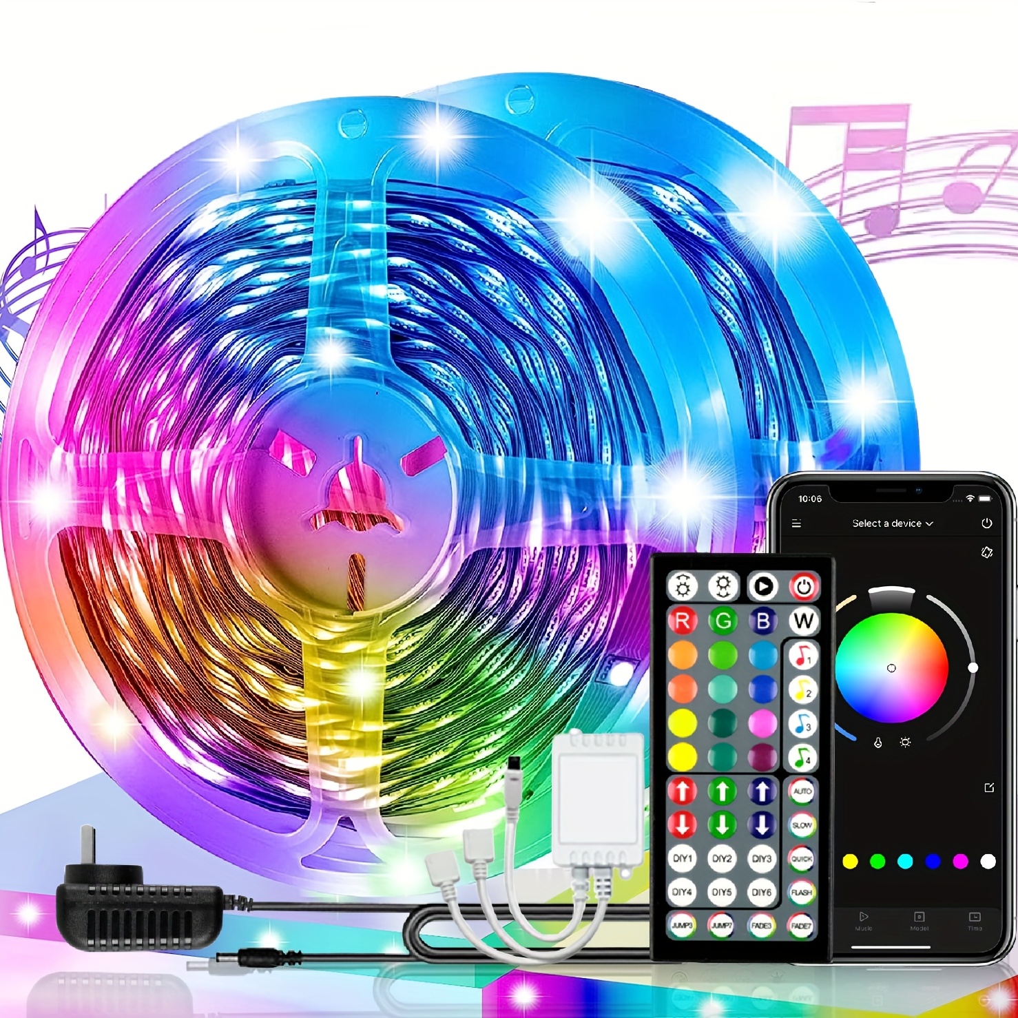2 Meter RGB LED Strip Light Multi-Color Changing Lighting with Mini  Controller (50 TV's, Plastic,USB) - The Purple Tree
