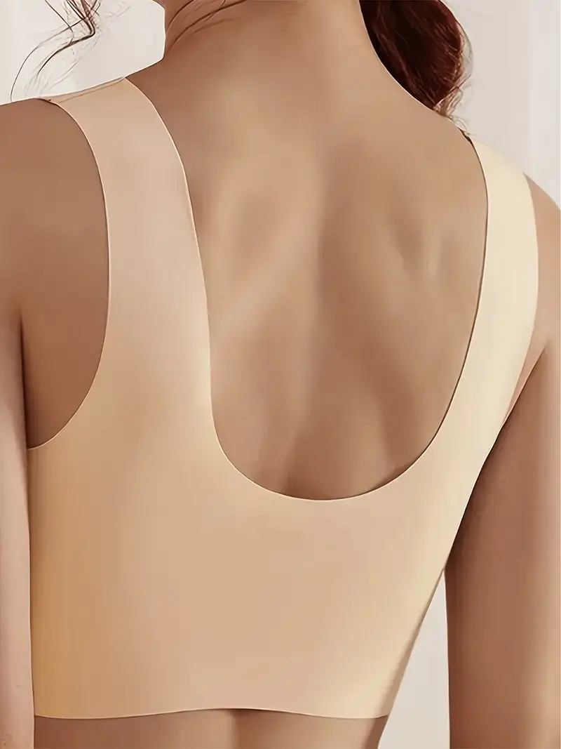 Women Bra Backless Open Back Tank Top Ice Silk Seamless Bralette U Type Low Back  Bras Push Up Wirefree Underwear Sports (Bands Size : One Size, Color :  Green) : : Clothing