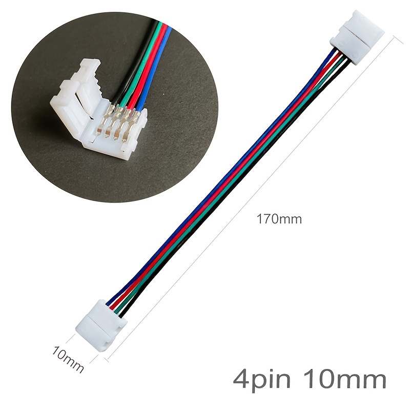 5 Uds Conectores Tira Luz Led Rgb 4 Pines 10mm Sin Cables - Temu Mexico
