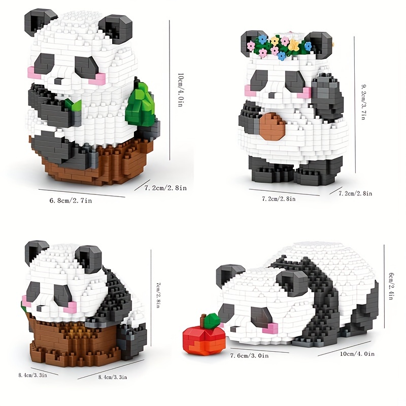 1 Conjunto Desenho Panda Bloco De Construção