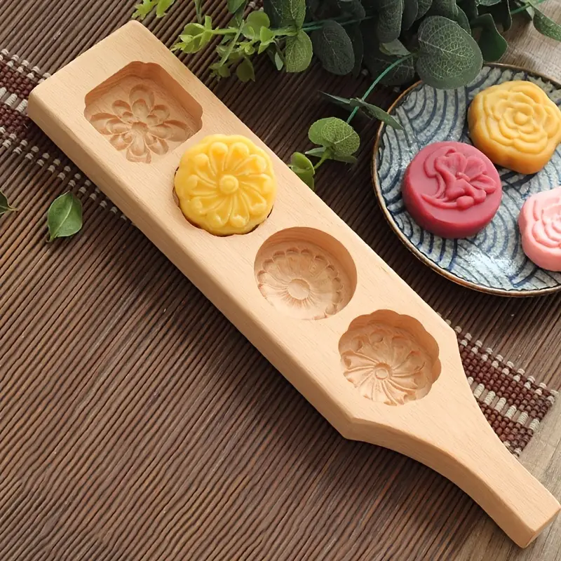 Mooncake Wooden Mold 3d Cookie Molds For Baking Perfect For - Temu