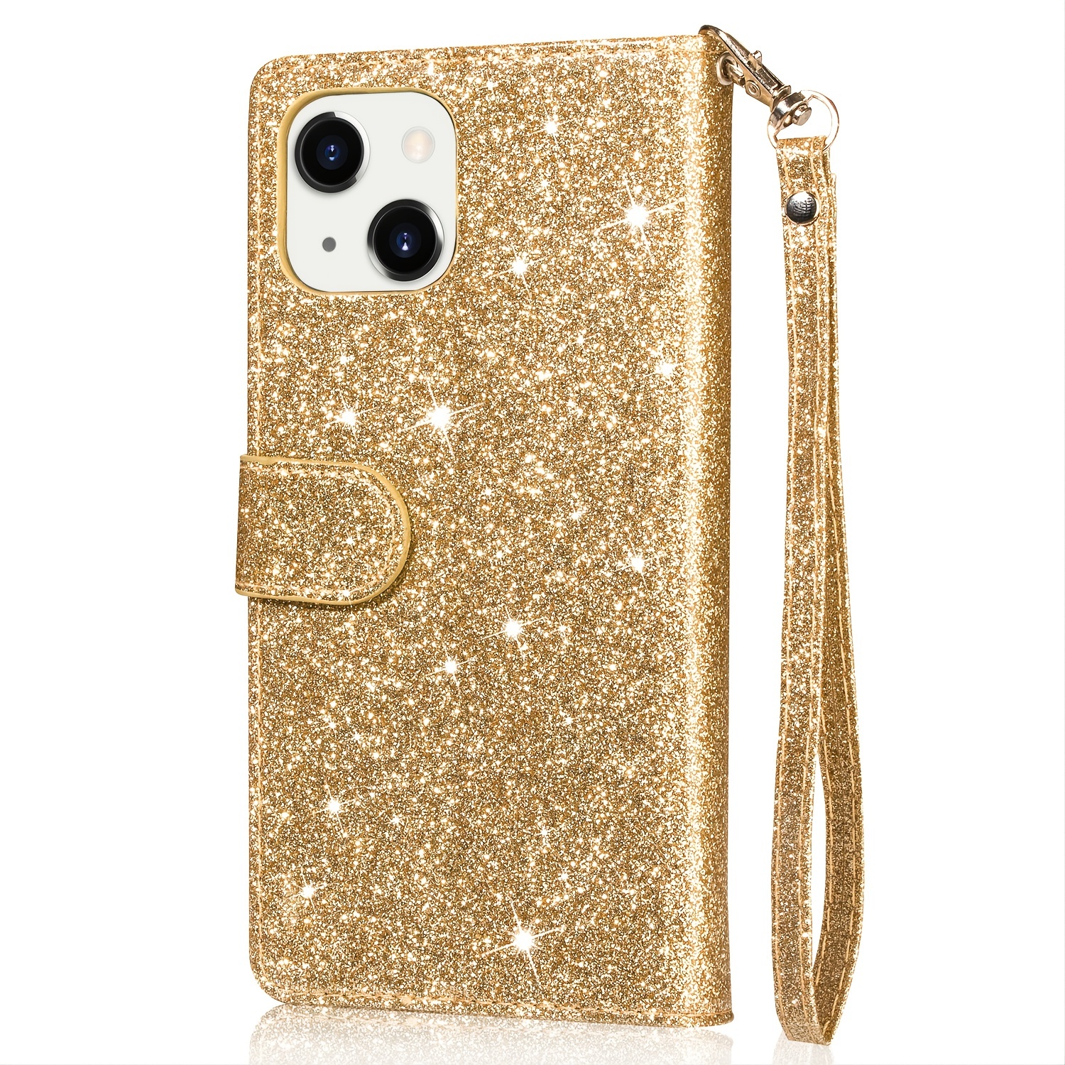 Shimmering Glitter Leather Wallet Phone Case for iPhone 14 Pro Max 14Plus  13 12 11 - A Stylish and Functional Accessory