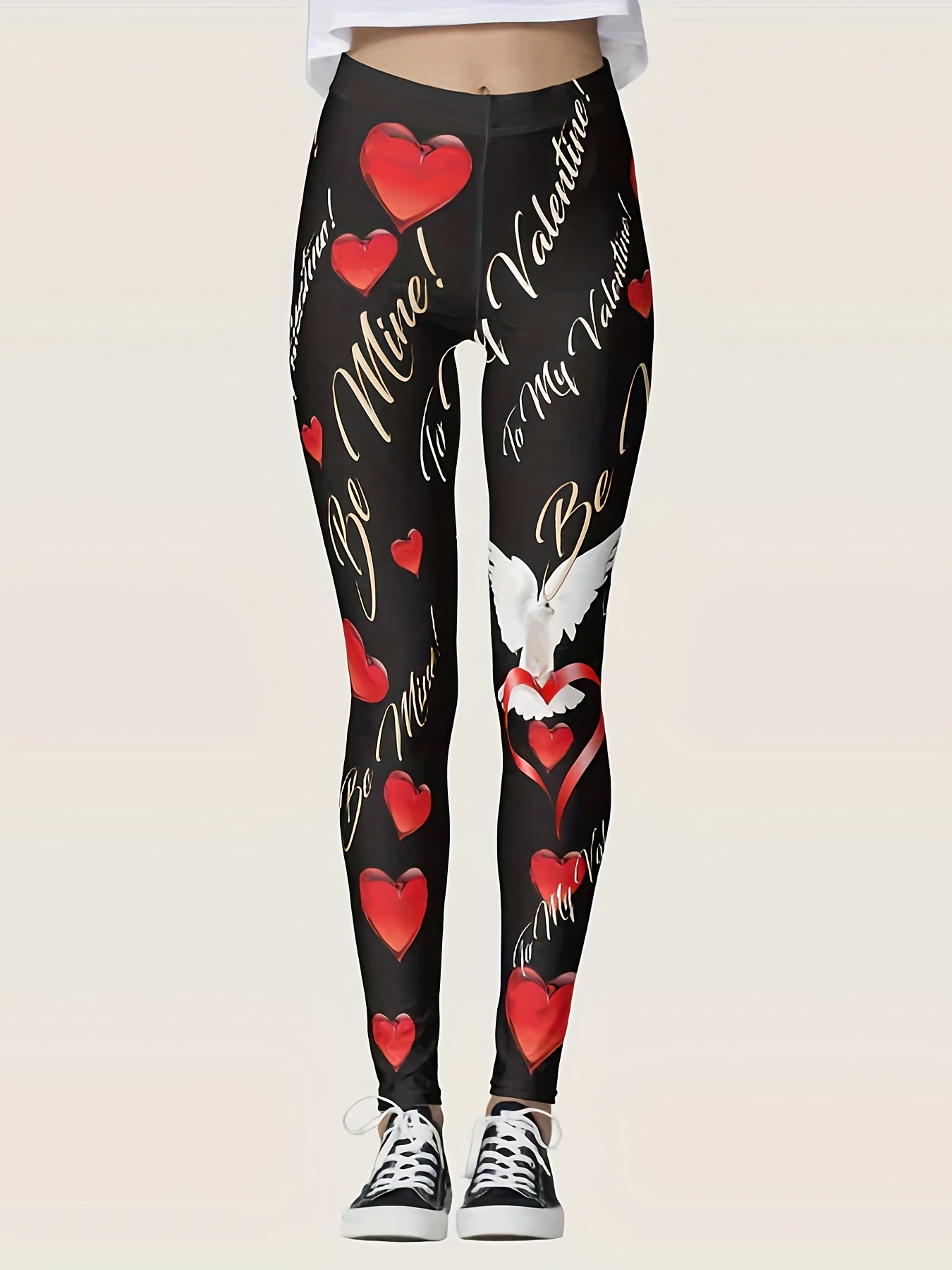 Valentines Day Women's Lovesy Stripes Print Leggings Skinny Pants For Yoga  Running Pilates Gym Valentine's Day Gifts 