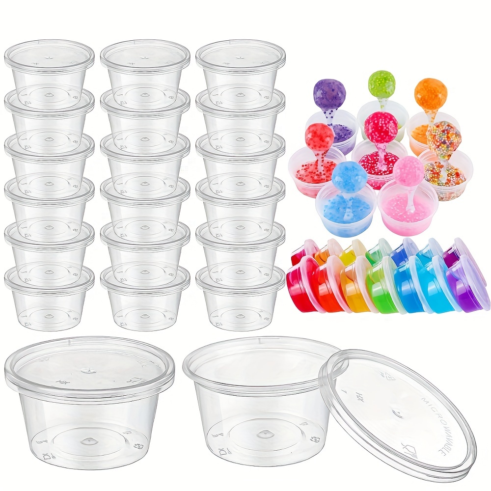 20pcs Plastic Transparent Round Storage Box, Slime Container With Lids,  Food Storage Containers With Lid (Only Empty Box) Art & Craft Supplies