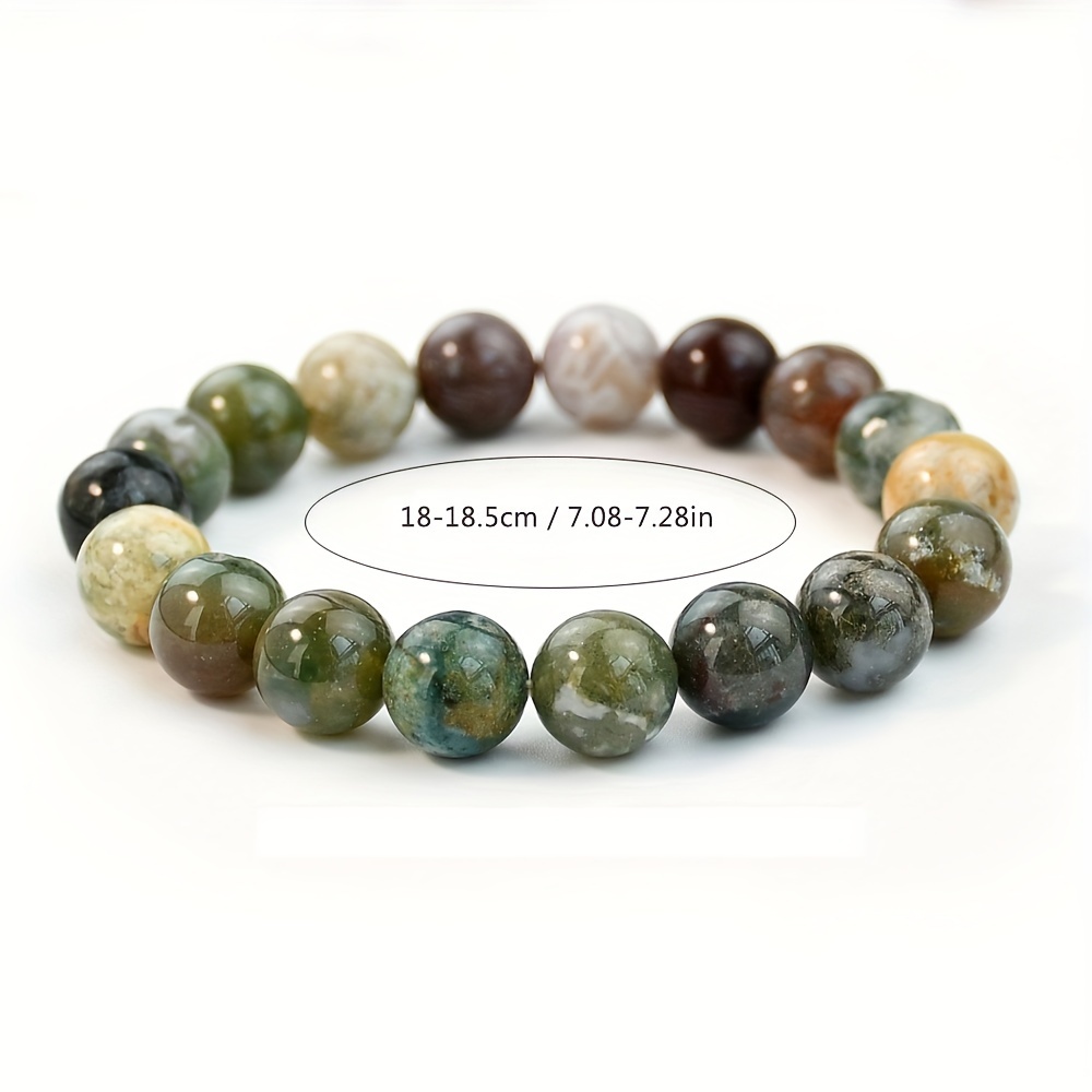 4pc Natural Indian Agate Stretch Bracelet Set