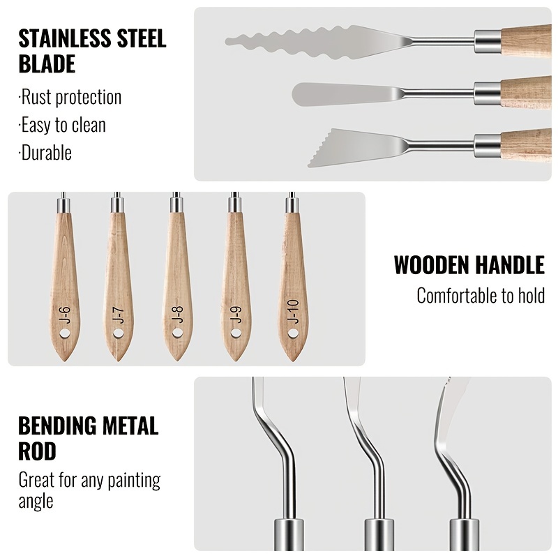 Painting Knives With Wood Grip Handle Stainless Steel - Temu