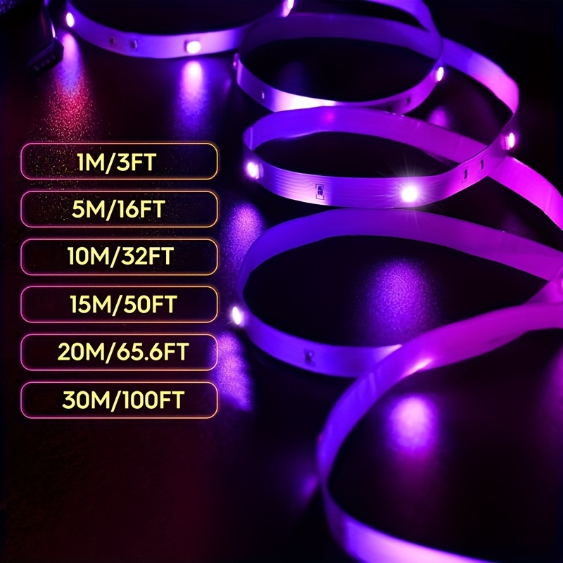 Bande Lumineuse LED pour Chambre à Coucher, 1-5m, 10m, 15m, 20m, 30m,  Document 5050, RGB, Décoration de Salle, Rétro-Éclairage TV, Bluetooth, Néon