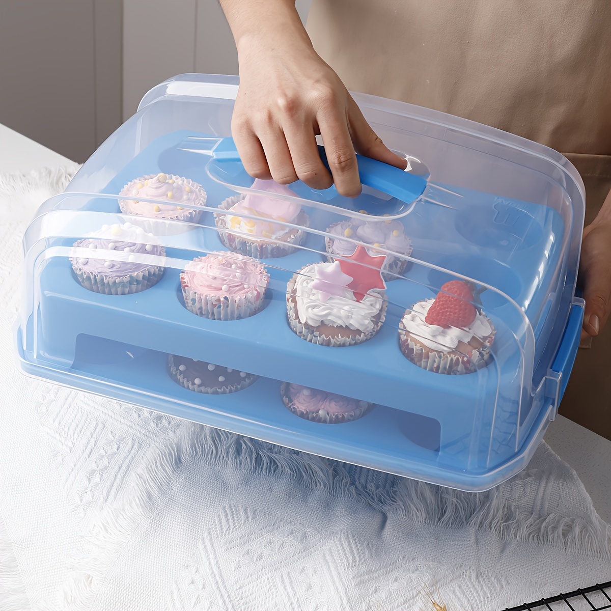 Portable Double Layer Cake Storage Box, 24 Cups Paper Cupcake