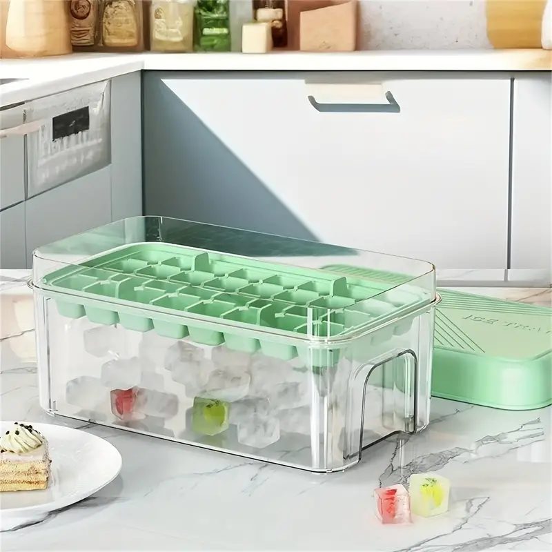 Ice Cube Tray With Lid Ice Trays For Freezer Ice Maker Mold With Container  32 Ice Trays Easy-release Ice, For Cocktail, Stackable Ice Trays (1 Layer  Trays 1 Ice Bucket & Scooper ) - Temu