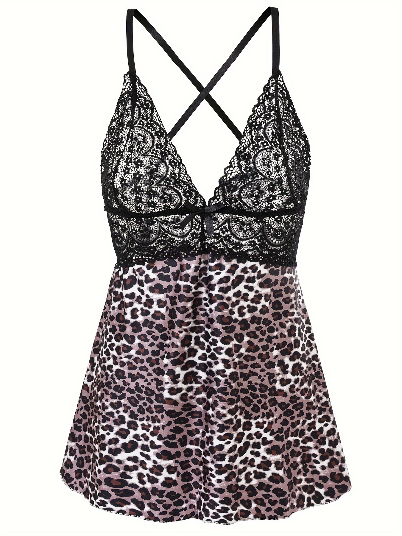 Plus Size Leopard Print & Lace Open Back Babydoll Lingerie - Leopard & Lace  Australia