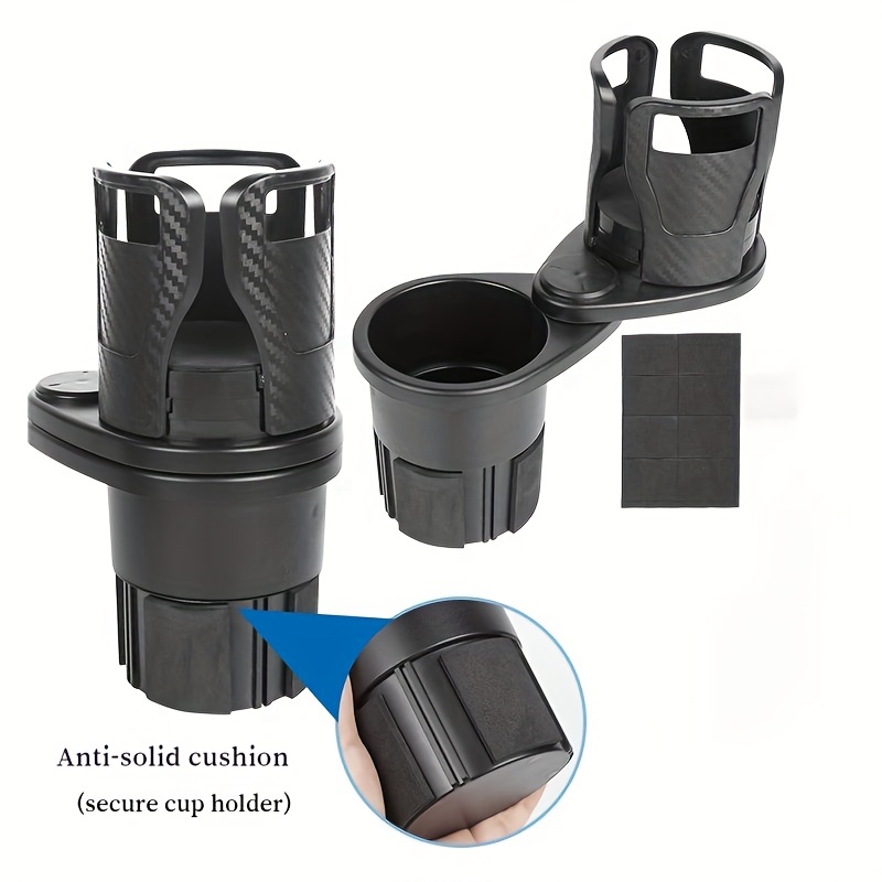 Navaris Auto Getränkehalter und Expander - Auto Tisch mit Becherhalter -  zusätzliche Sicherung - Cup Holder mit Handyhalterung - Organizer in Schwarz