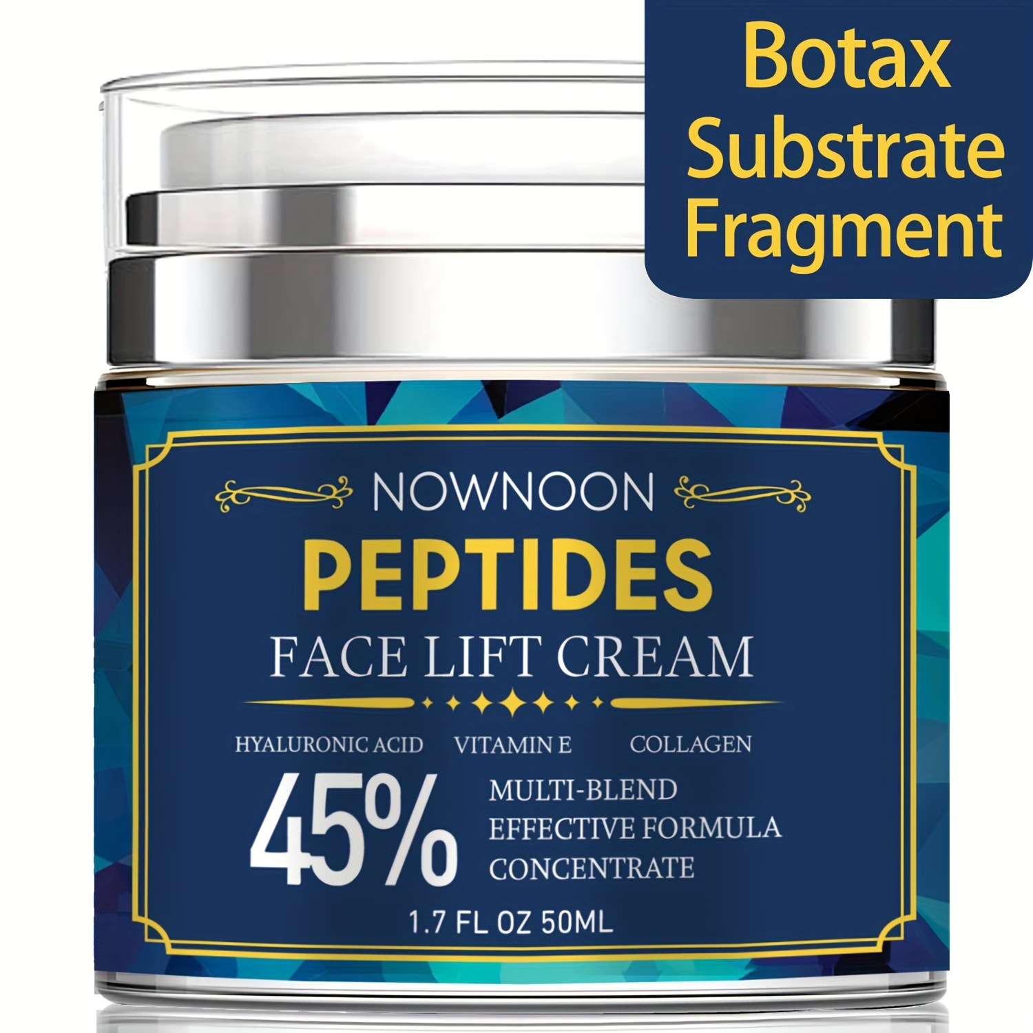 

1.7 Fl.oz Peptide Face Lift Cream With Hyaluronic Acid, Vitamin E And Collagen - Moisturize, Firm And Tighten Skin